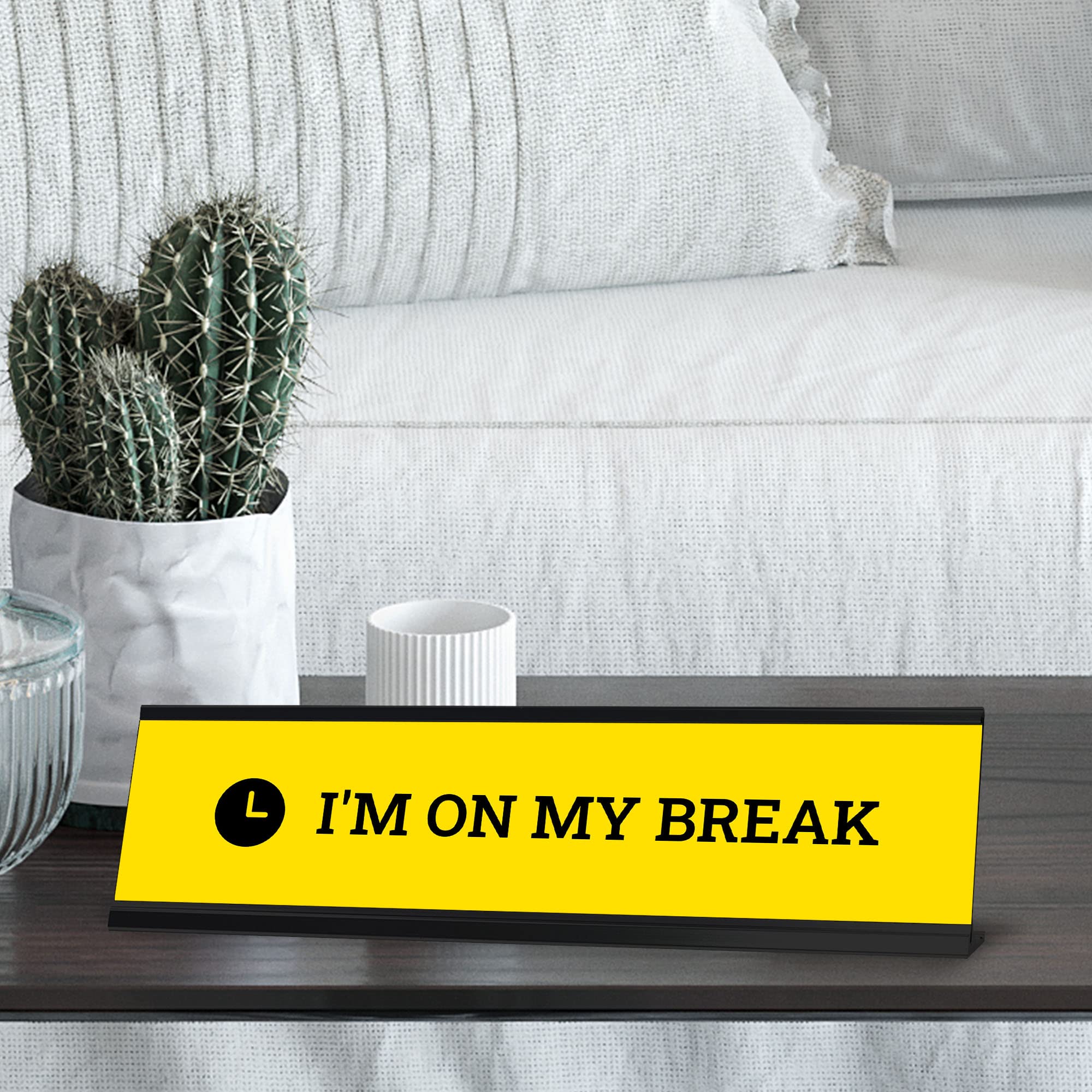 Funny 'I'm On My Break' Yellow Novelty Desk Sign (2 x 8 Inches) - Perfect for Office Humor, Coworker Gifts & Workplace Decor