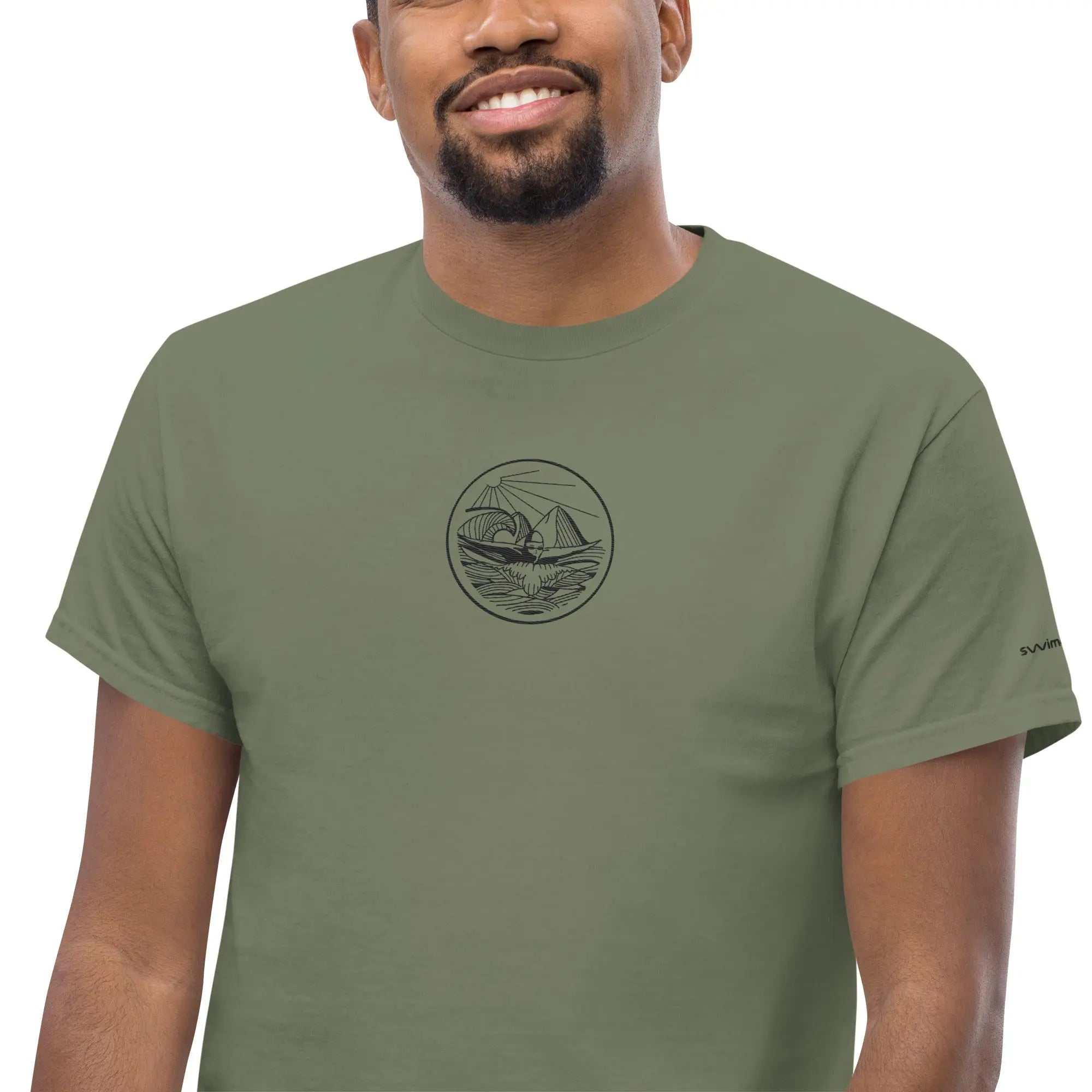 Designer Mountain Swimmer Graphic T-Shirt - Unisex Casual Tee for Men & Women | Perfect for Outdoor Adventures, Beach Trips, and Streetwear Fashion