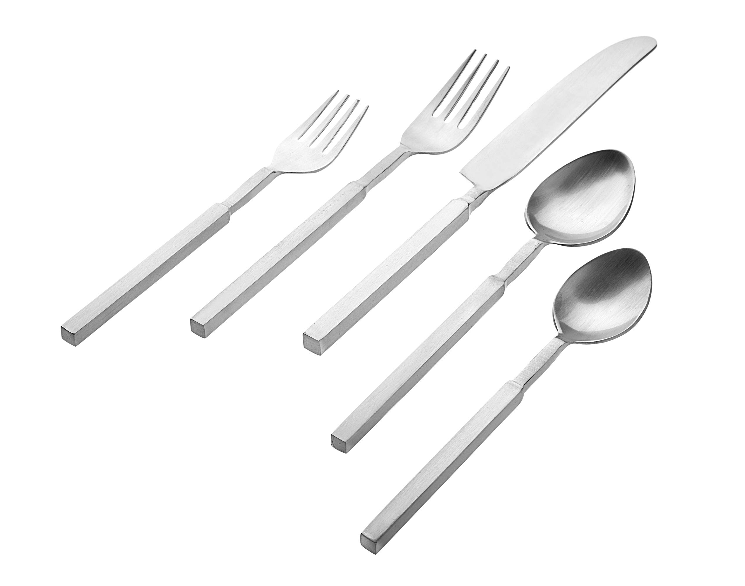 Godinger 20-Piece Matte Flatware Set - Stainless Steel Cutlery for Everyday Dining, Dinner Parties & Gifts - Elegant Silverware Cubit Collection
