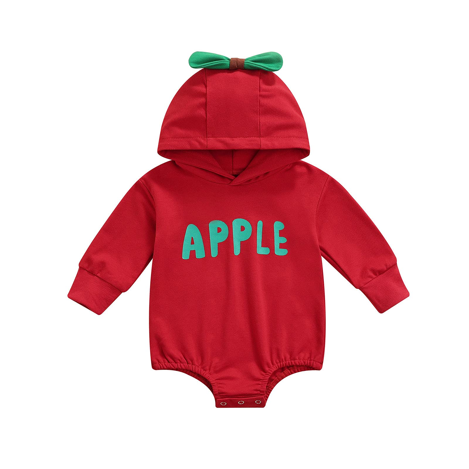 Adorable Baby Girl Jumpsuit - Cute Letter Print Long Sleeve Hooded Romper for Newborns | Fall & Winter Warm Bodysuit with Fruit Design | Perfect for Family Photos, Playdates & Holiday Outfits