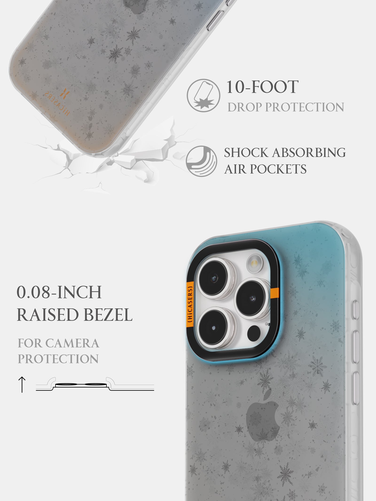 Iridescent Snowflake Pattern Phone Case - Light Grey | Trendy Protective Cover for iPhone & Samsung | Perfect for Winter & Holiday Gifts