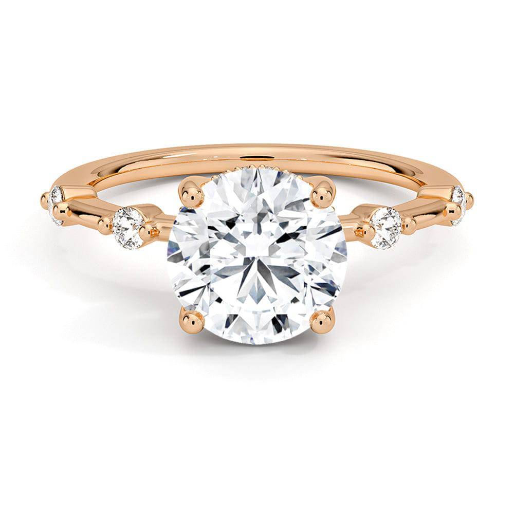 Exquisite Round Cut Moissanite Engagement Ring with Diamond Accent Band & Hidden Halo - Perfect for Proposals, Weddings & Anniversary Gifts