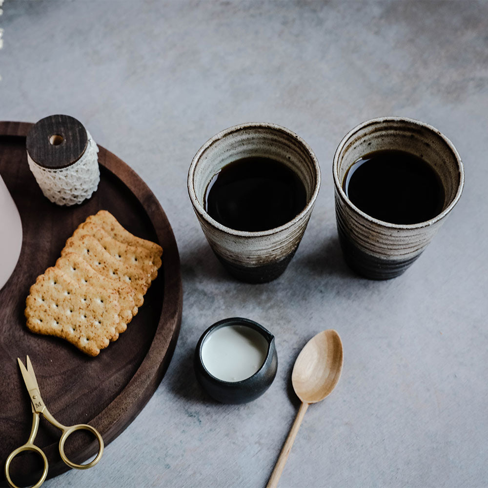 Handmade Rustic Ceramic Coffee Mugs Set of 4 - Farmhouse Style Stoneware Cups for Tea, Hot Chocolate & Home Decor - Perfect for Cozy Kitchens, Cafés & Gift Giving