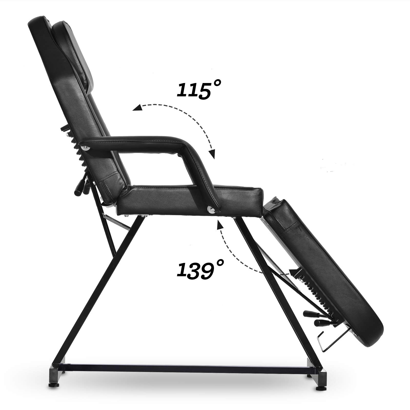 Professional 3-Section Folding Massage Table - Adjustable Tattoo Bed & Facial Chair for Estheticians - 73 Inch Portable Spa Table (Black) - Perfect for Massage Therapy, Tattoo Parlors & Beauty Salons