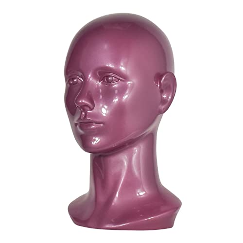 Purple PVC Female Wig Head Model Display Stand Holder for Salon, Cosmetology & Hairstyling Practice - Perfect for Wig Styling, Makeup Training & Beauty School Use