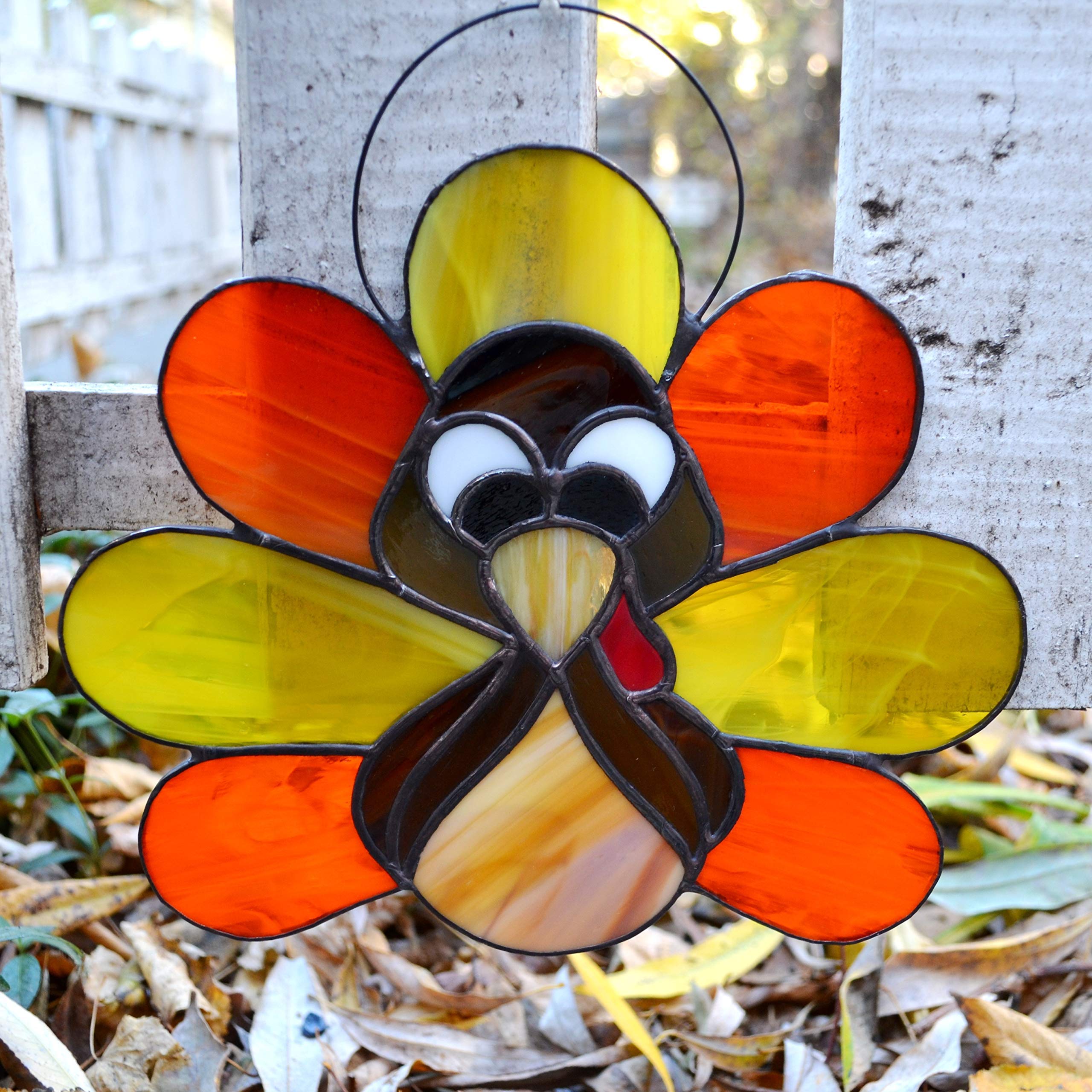 Thanksgiving Turkey Stained Glass Suncatcher - Handmade Window Hanging Decor & Wall Art for Holiday Home Decoration | Perfect for Thanksgiving Decor, Christmas Ornaments, and Seasonal Gift Ideas