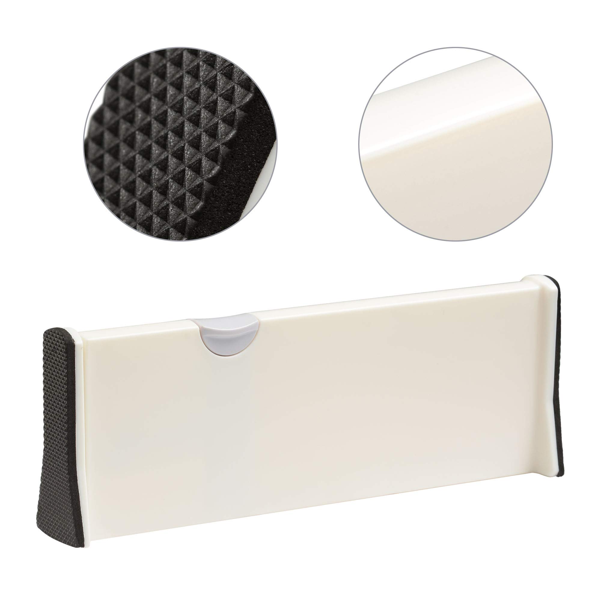 Yescom 4-Pack Adjustable Drawer Dividers - Expandable Organizer for Kitchen, Office & Bedroom Storage - White Plastic Division Boards for Utensils, Makeup, Office Supplies & More