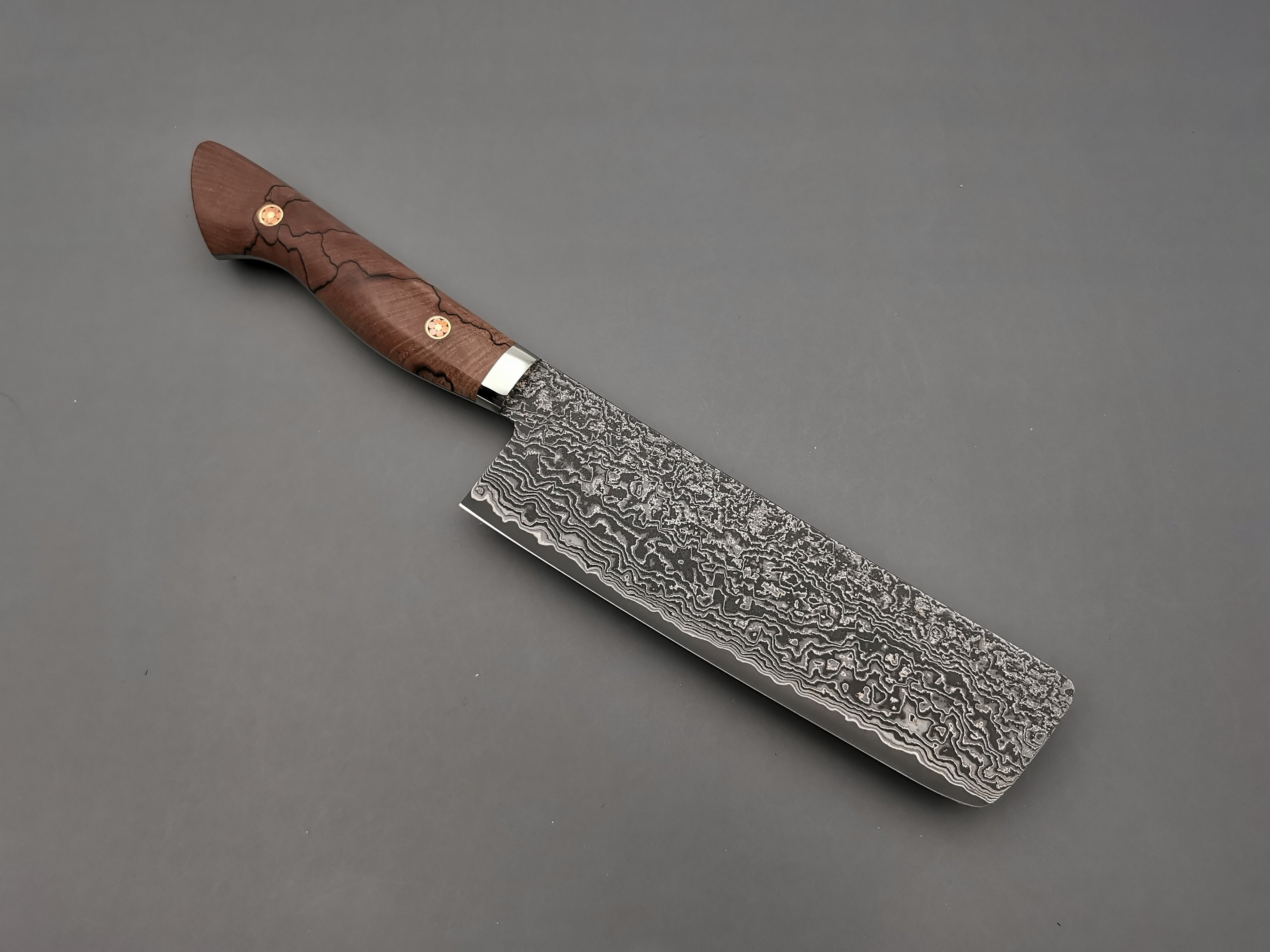 Premium Shigeki Tanaka R2 Damascus Nakiri Knife - 7