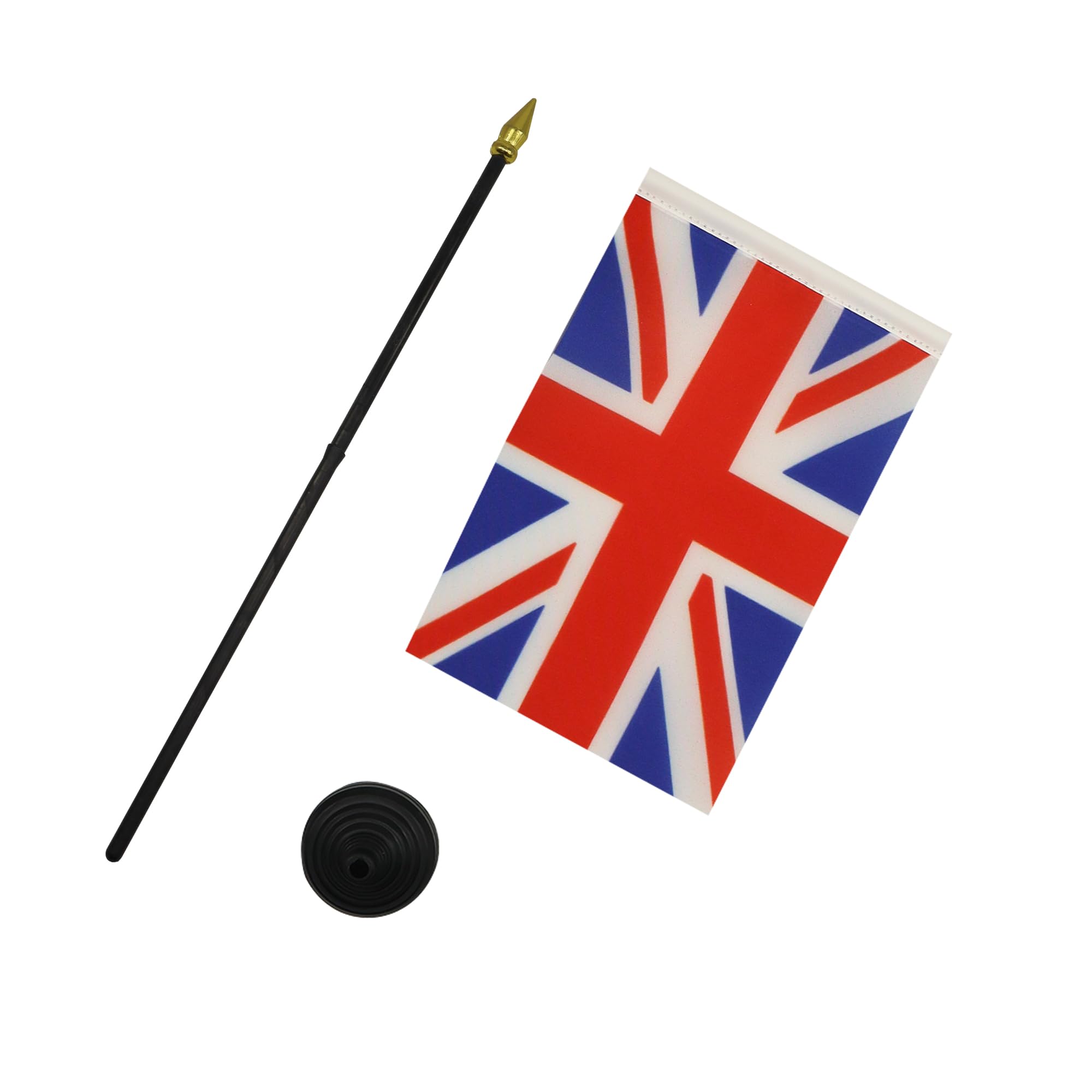 AZ FLAG United Kingdom Mini Desk Flag 4'' x 6'' (15 x 10 cm) - British Office Banner with 10'' Golden Spear Pole - 100% Polyester - Perfect for Office Decor, Home Display & International Events