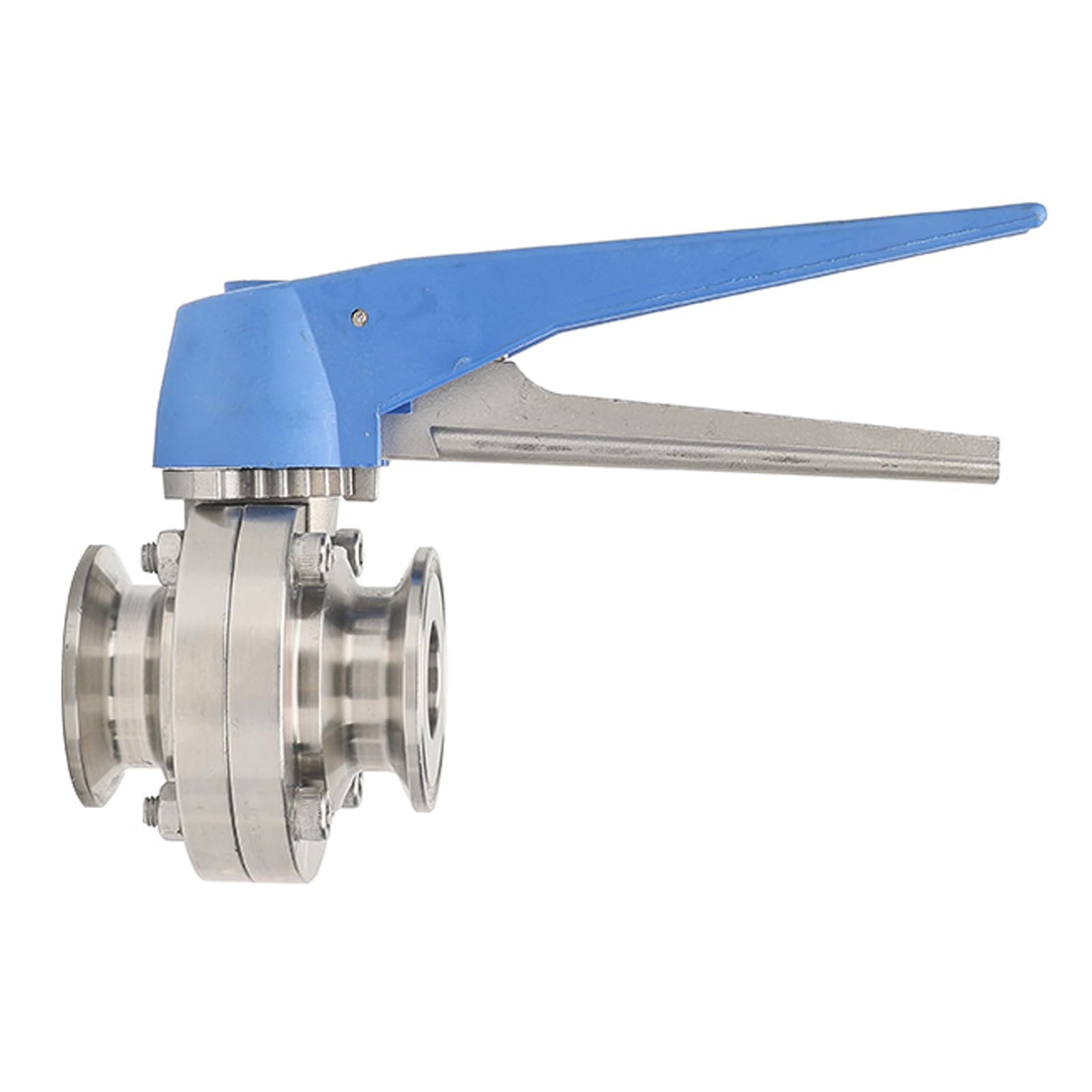 2.5 Inch Tri Clamp Butterfly Valve with Blue Trigger Handle - Sanitary Stainless Steel 304 Tri Clamp Clover - 2.5