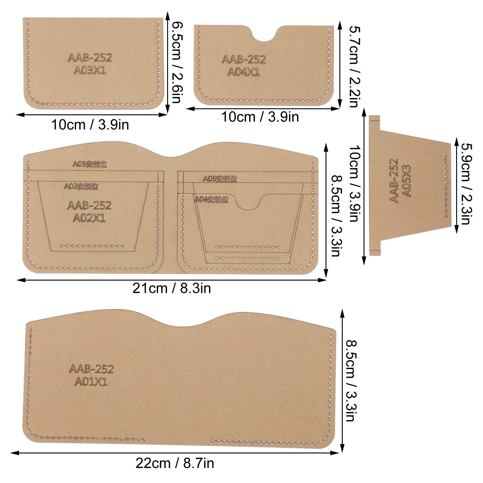 5PCS Clear Acrylic Wallet Stencil Templates - Leather Craft Pattern Guide for DIY Wallet Making | Perfect for Leatherworking, Card Holder Crafting & Gift Projects