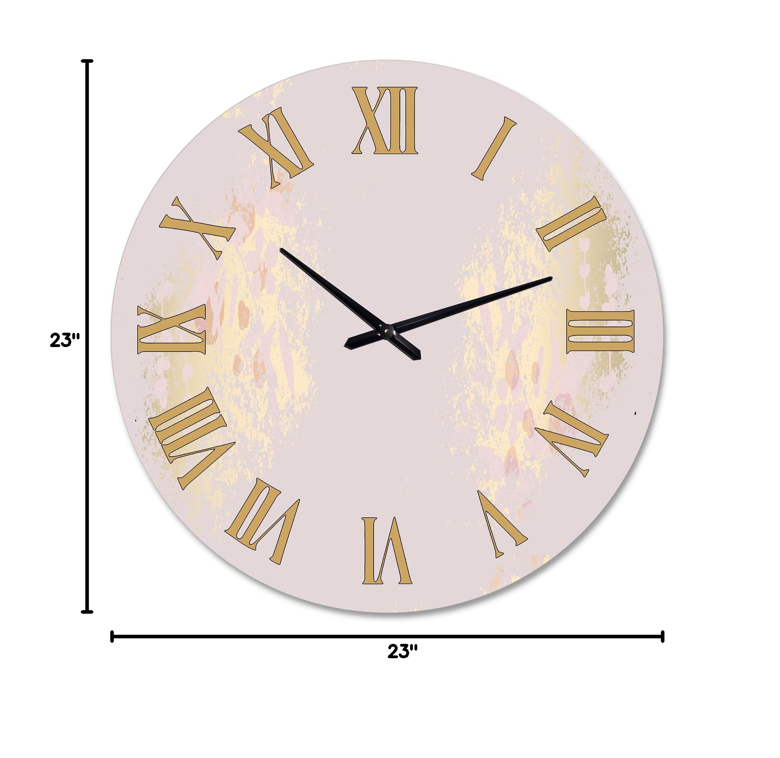 DesignQ Modern Wall Clock - Rustic Floral Violet Background, Large Decorative Clock for Living Room, Bedroom, Office | Silent Non-Ticking, Perfect for Home & Office Decor