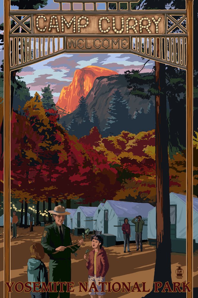 Yosemite National Park California Camp Curry 33635 - 24x36 Signed Art Print, Wall Decor Poster for Home, Office & Cabin - Landscape Photography, Nature Wall Art, Gift for Travel Lovers