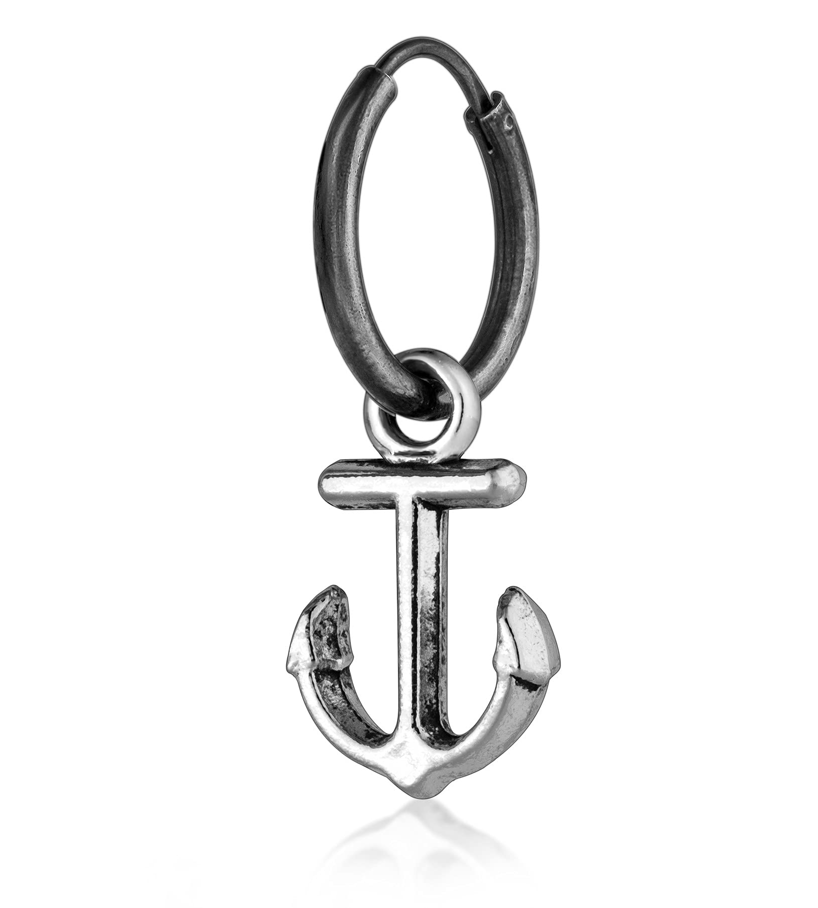 Sterling Silver Anchor Hoop Earrings for Men - Nautical Jewelry, Dangle Drop Earrings - Perfect for Gifts, Casual Wear & Beach Outfits