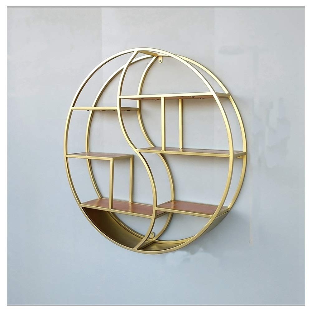 Wall Mounted Floating Shelves - Solid Wood & Metal Round Multi-Layer Wall Shelf, European Wrought Iron Hanging Frame - Vintage Style Storage for Living Room, Porch, Books | Perfect for Home Decor, Book Display & Organizing Small Items
