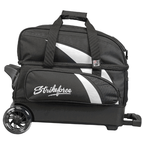 KR Strikeforce Cruiser Double Roller Bowling Bag - Black/White for Men & Women - Perfect for League Play, Tournaments & Travel