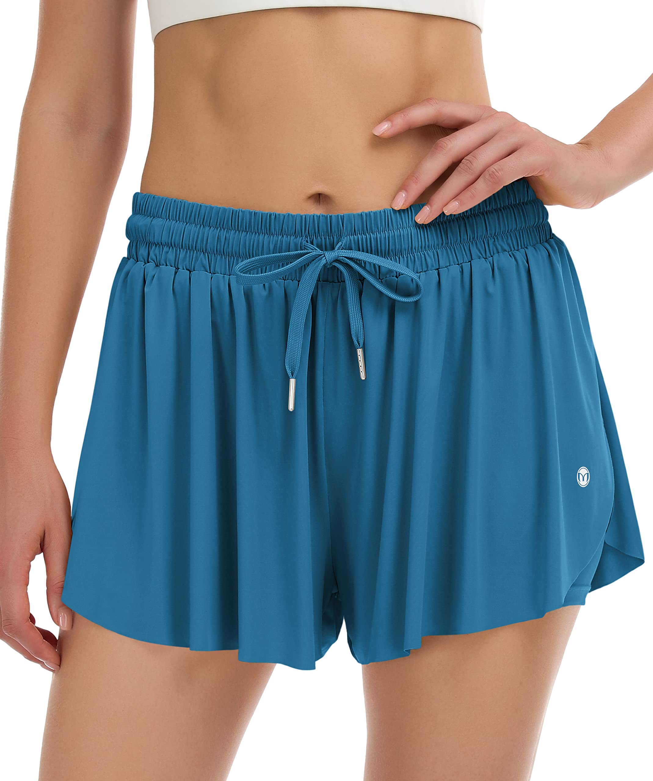 MIRITY 2-in-1 Women's Athletic Shorts - Breathable Running & Yoga Shorts with Pockets - High Waist Workout Biker Shorts for Gym, Lounge & Summer Activities