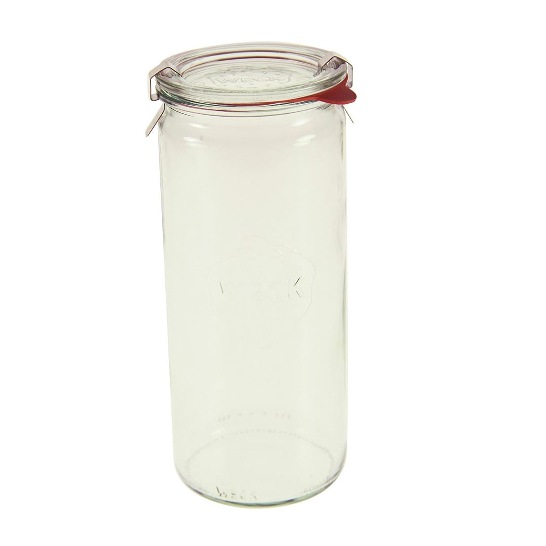 Weck 908 Cylindrical Glass Jar - 1 Liter (35.2 Oz) Airtight Food Storage Container for Canning, Pickling & Meal Prep | Perfect for Kitchen Pantry Organization & Homemade Preserves
