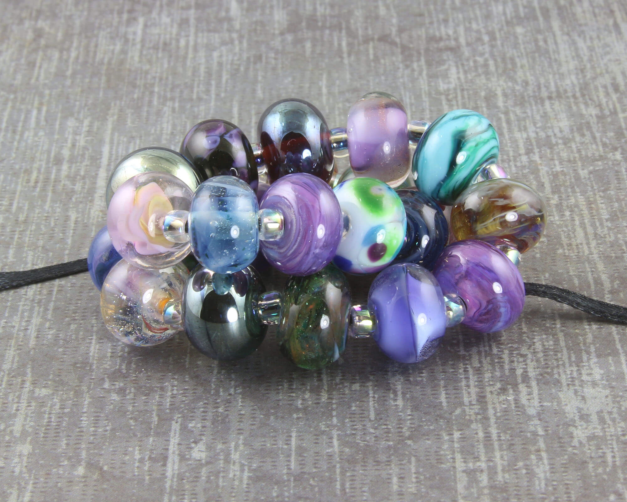 Vibrant Blue Purple Green Lampwork Glass Beads Set for Jewelry Making - DIY Bracelet, Necklace & Craft Projects - SRA Certified