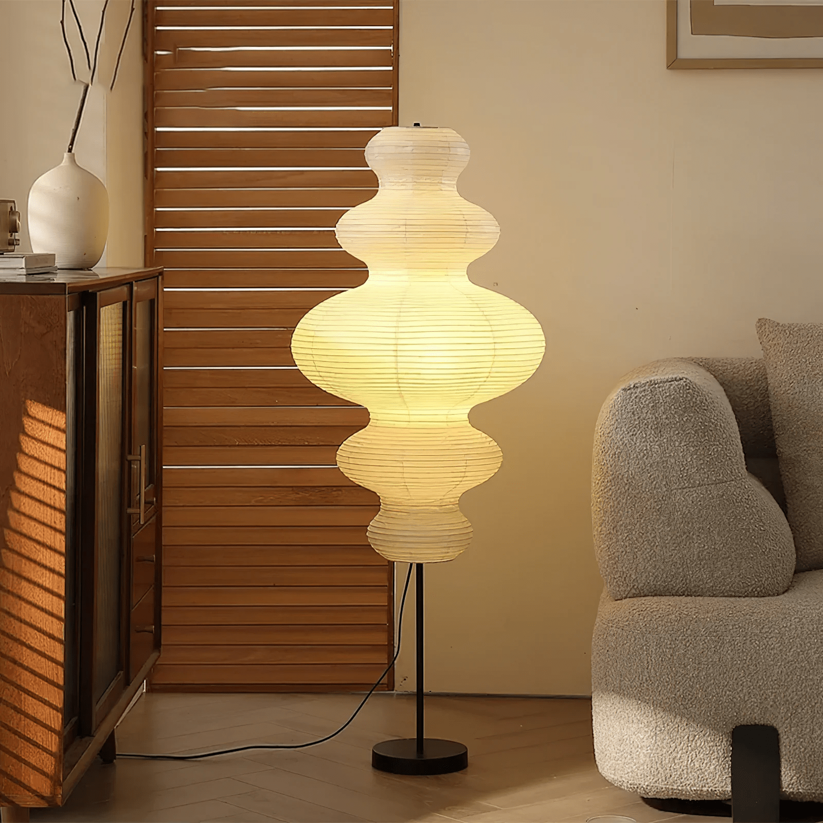 Akari Juni Modern Floor Lamp - Minimalist Japanese Style Lighting for Living Room, Bedroom & Office - Perfect for Reading, Relaxing & Decorating