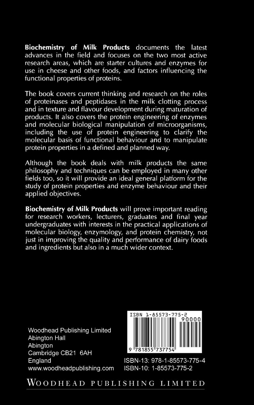 Biochemistry of Milk Products - Woodhead Publishing Food Science Series | Dairy Science, Technology & Nutrition | Perfect for Researchers & Dairy Industry Professionals