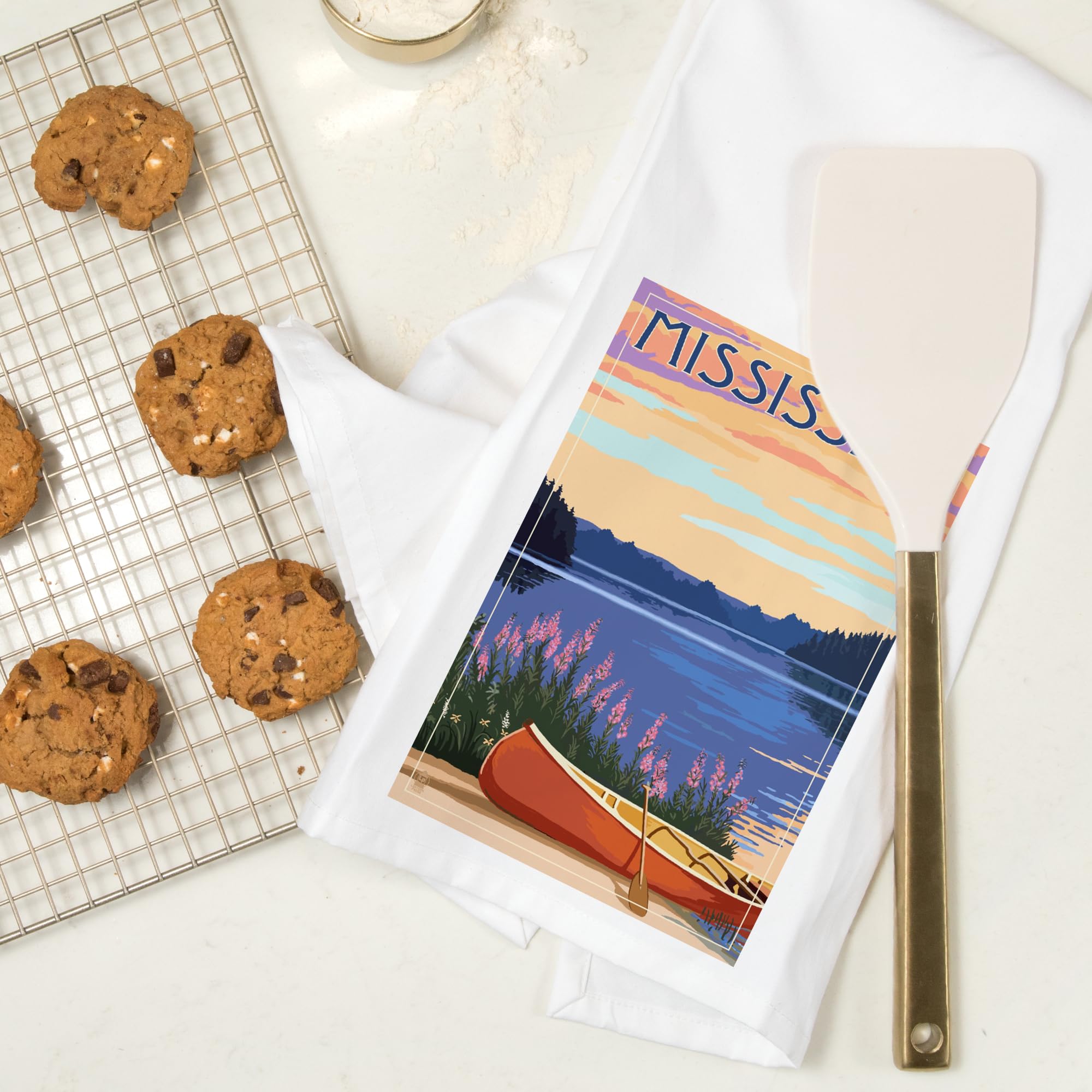 Mississippi Canoe & Lake 100% Cotton Tea Towel - Decorative Hand Towel for Kitchen & Home - Perfect for Cooking, Drying Dishes & Farmhouse Decor