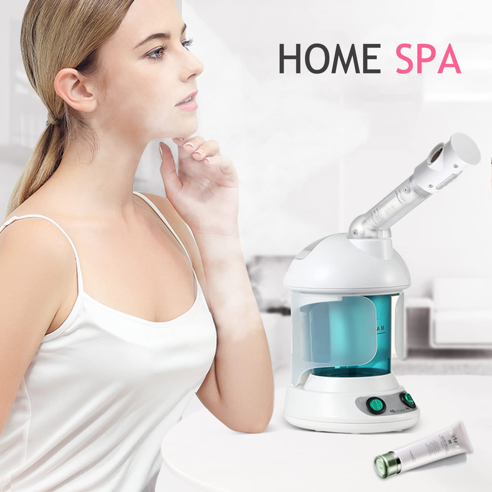 EXCLUZO 360° Ionic Facial Steamer with Hot Spray - Deep Moisturizing Skin Care for Home Spa & Relaxation - Perfect for Hydration, Blackhead Removal & Glowing Skin
