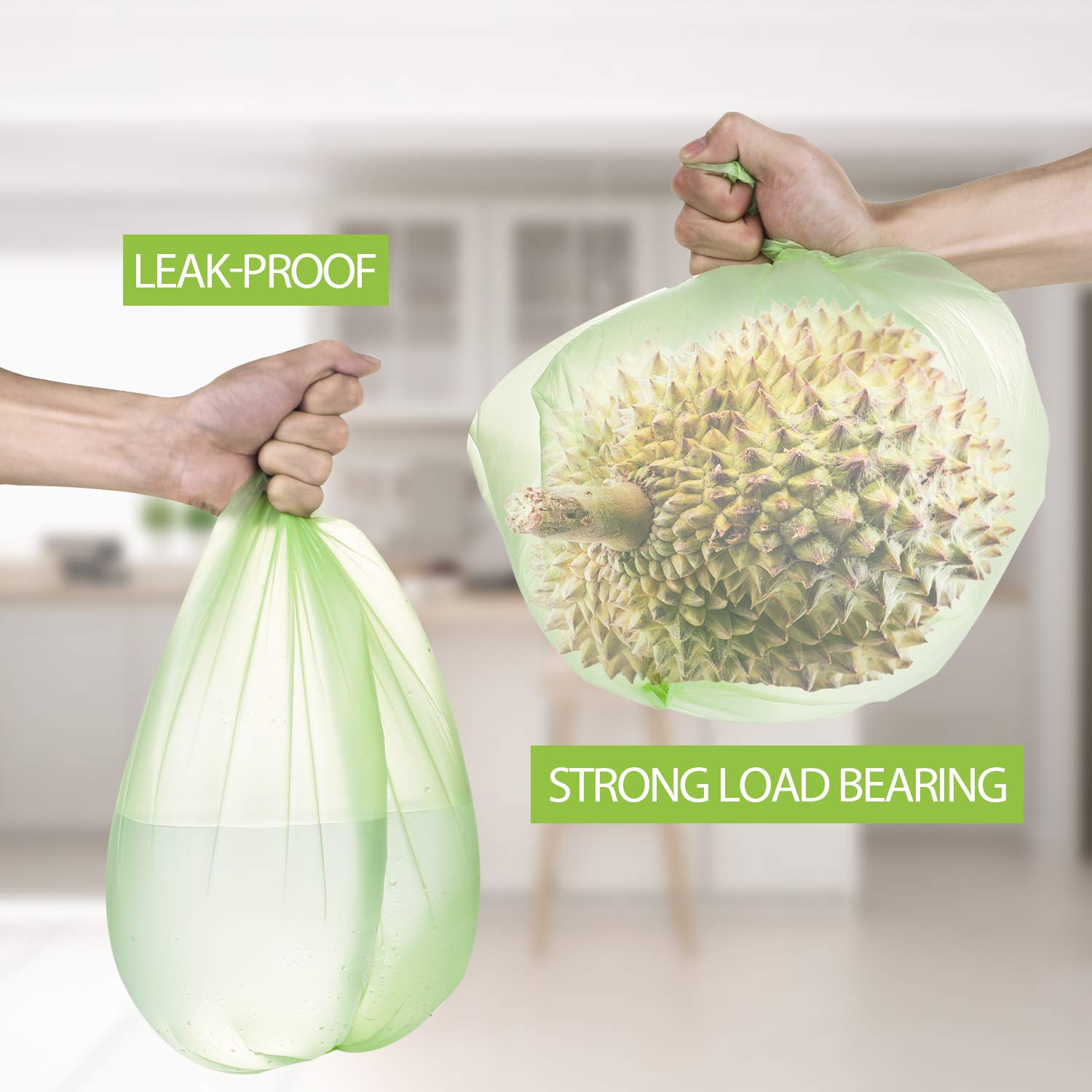 4-Gallon Biodegradable Trash Bags - 100 Count (5 Rolls) | Eco-Friendly Small Garbage Bags for Bathroom, Kitchen, Office & Car | Compostable Can Liners for Waste Bins & Recycling