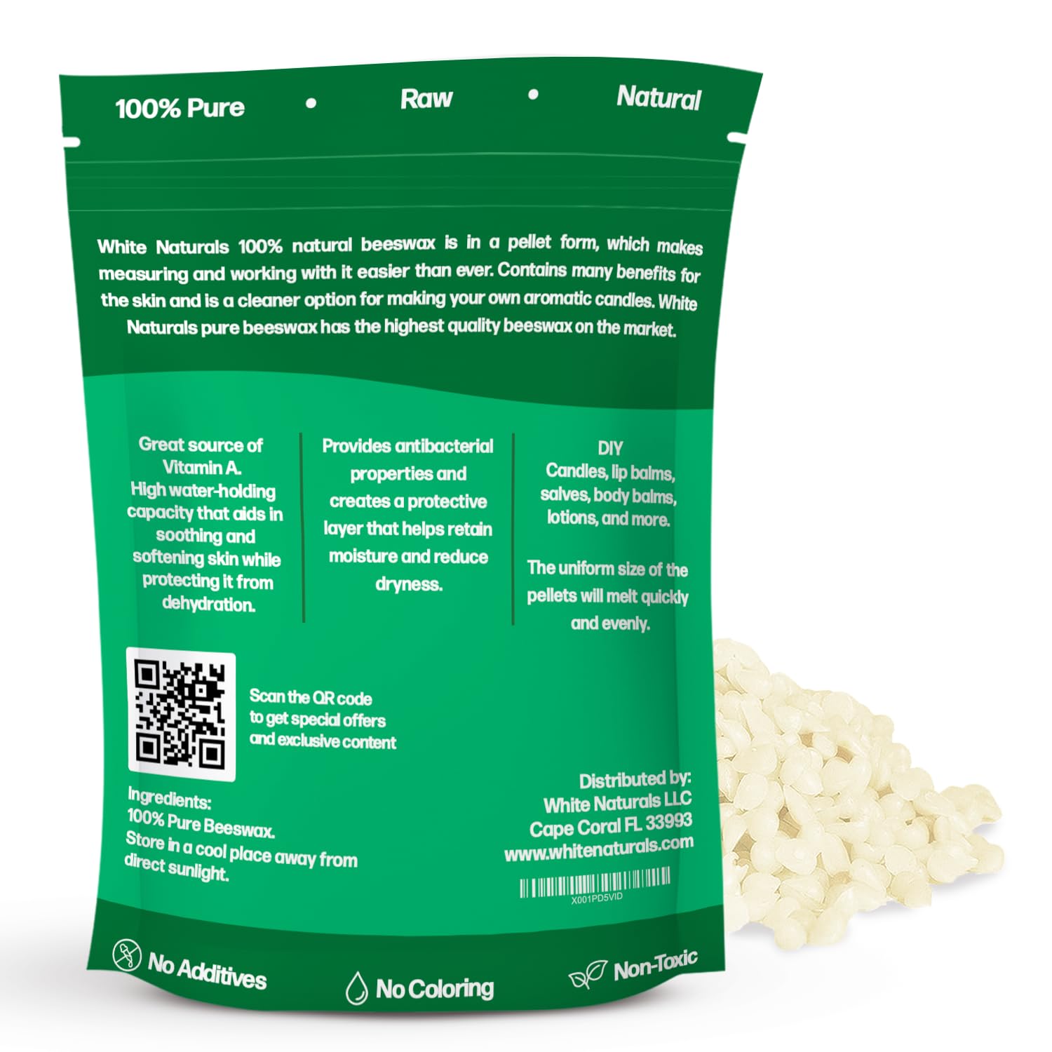 Pure Natural White Beeswax Pellets 1 lb (16 oz) - Cosmetic Grade, Triple Filtered - Perfect for DIY Lip Balms, Lotions, Candles & Skincare Products - Ideal for Homemade Cosmetics, Candle Making & Beauty DIY Projects