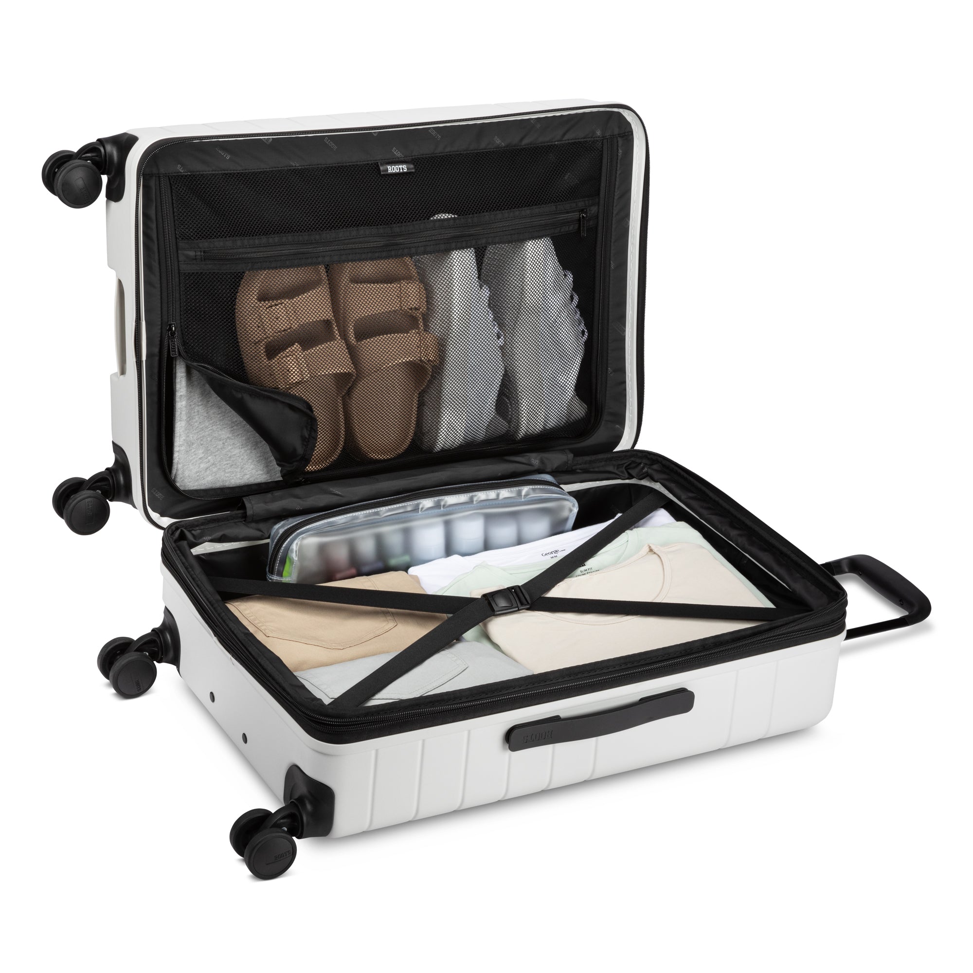 Roots Travel Expandable Spinner 24 Medium Luggage - Lightweight Carry-On Suitcase with 360° Wheels for Business Trips & Weekend Getaways
