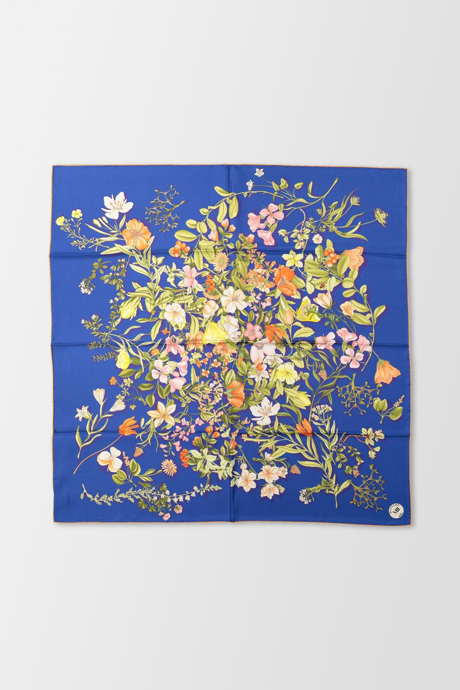 Mantero Blue Archivio N39 2 Silk Scarf - Luxury Italian Fashion Accessory for Women | Perfect for Office, Parties & Special Occasions