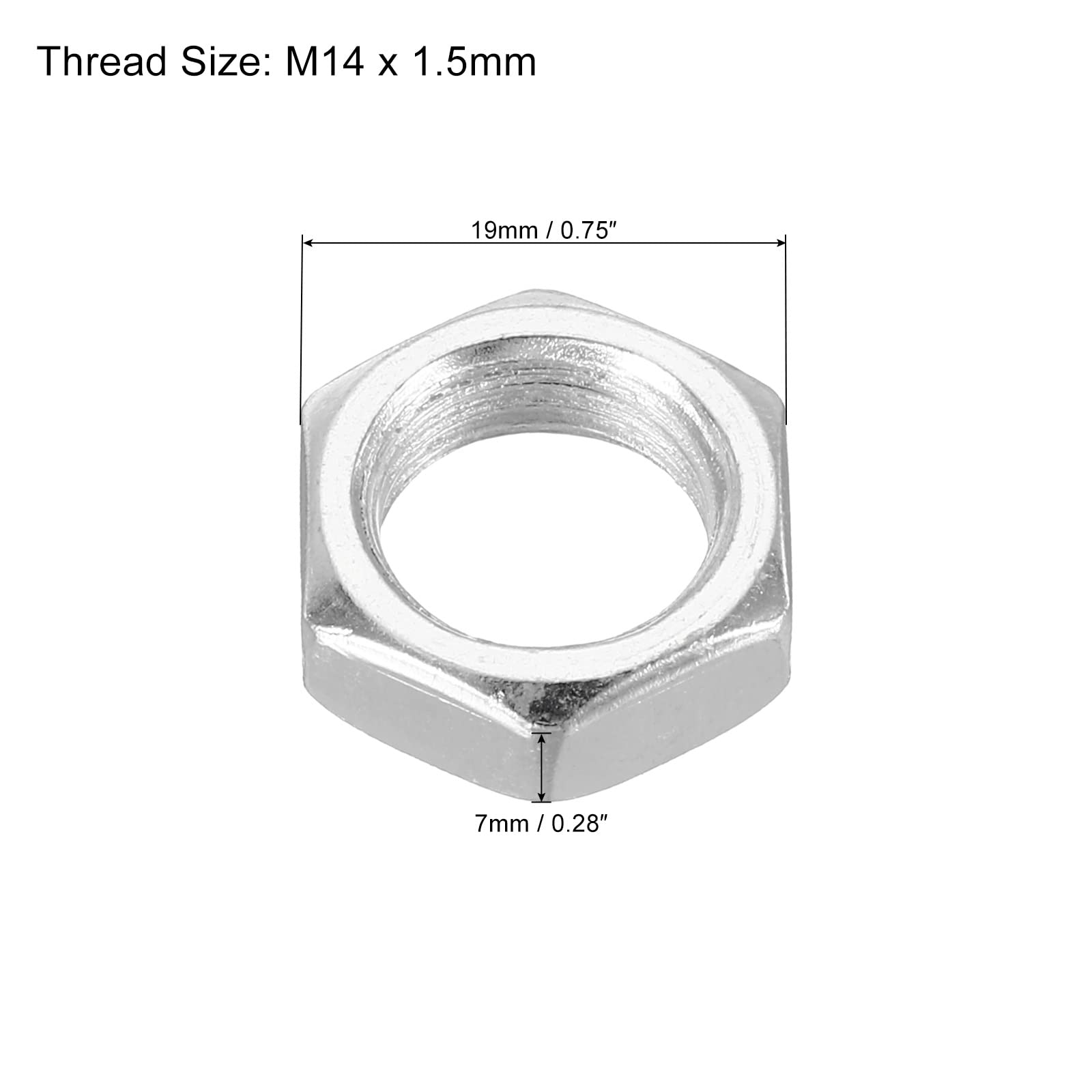 PATIKIL M14 x 1.5 Steel Hex Nuts - 10 Pack Metric Thread Zinc Plated Fasteners (7mm Height) - Ideal for Automotive, Machinery & DIY Projects