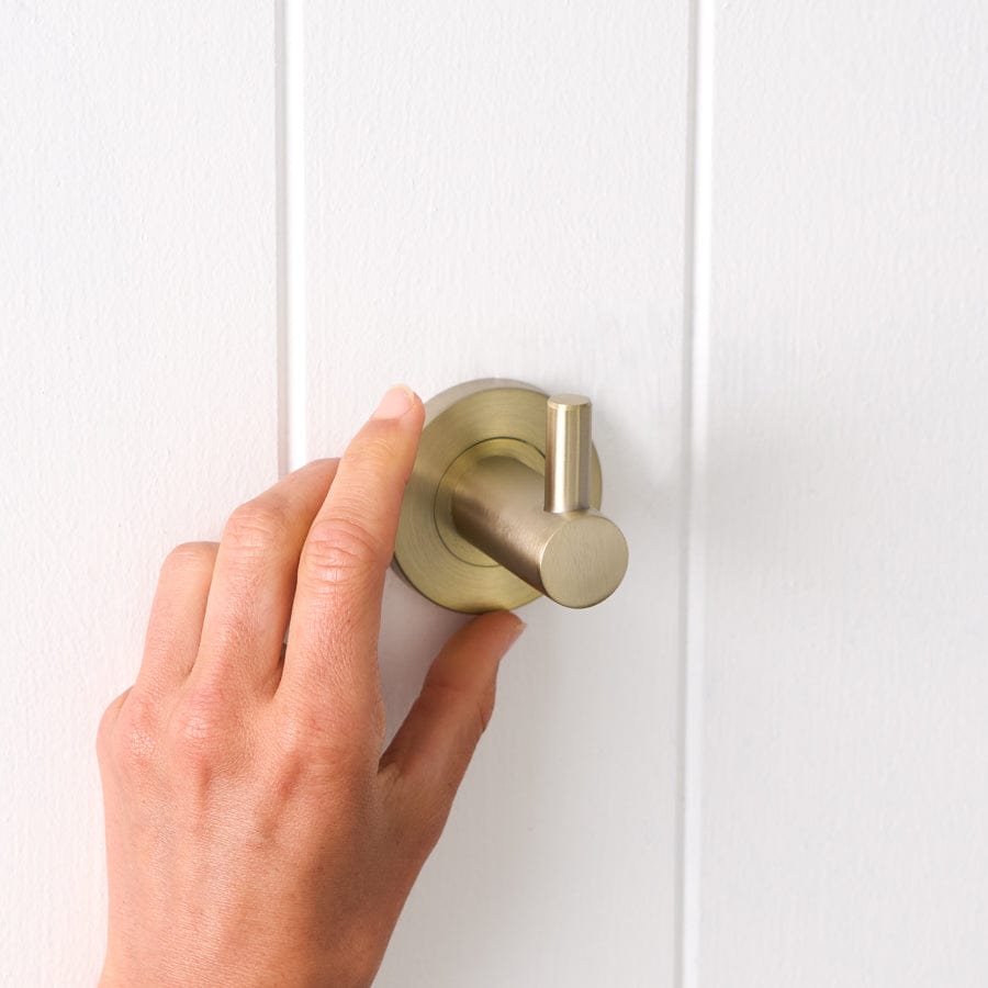 Sydney Robe Hook - Warm Brushed Nickel Finish - Heavy Duty Wall Mounted Coat Hook for Bathroom, Bedroom, or Entryway Organization