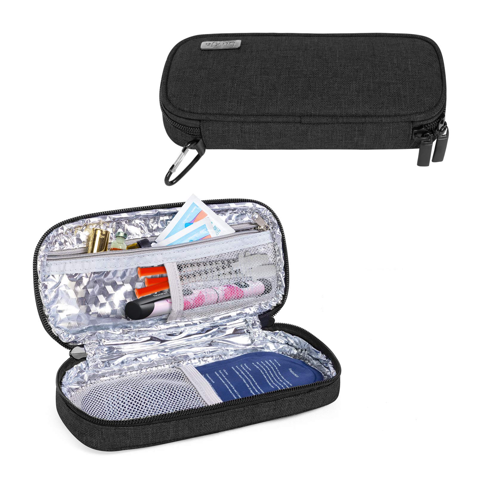 LUXJA Insulin Travel Case - Diabetic Supply Organizer for Pens, Needles & Glucose Meter - Portable Black Medical Bag for Diabetes Management (Ideal for Travel, Work & Daily Use)