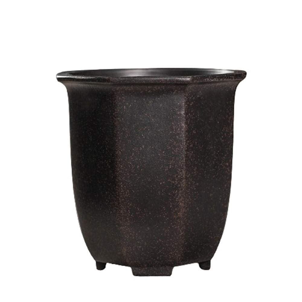 Handmade Black Ceramic Flower Pot with Drain Hole - 7.7 inch Ø x 7.9 inch H Clay Planter for Succulents, Aloe, Herbs & Indoor Plants - Perfect for Windowsill, Office Desk & Home Decor