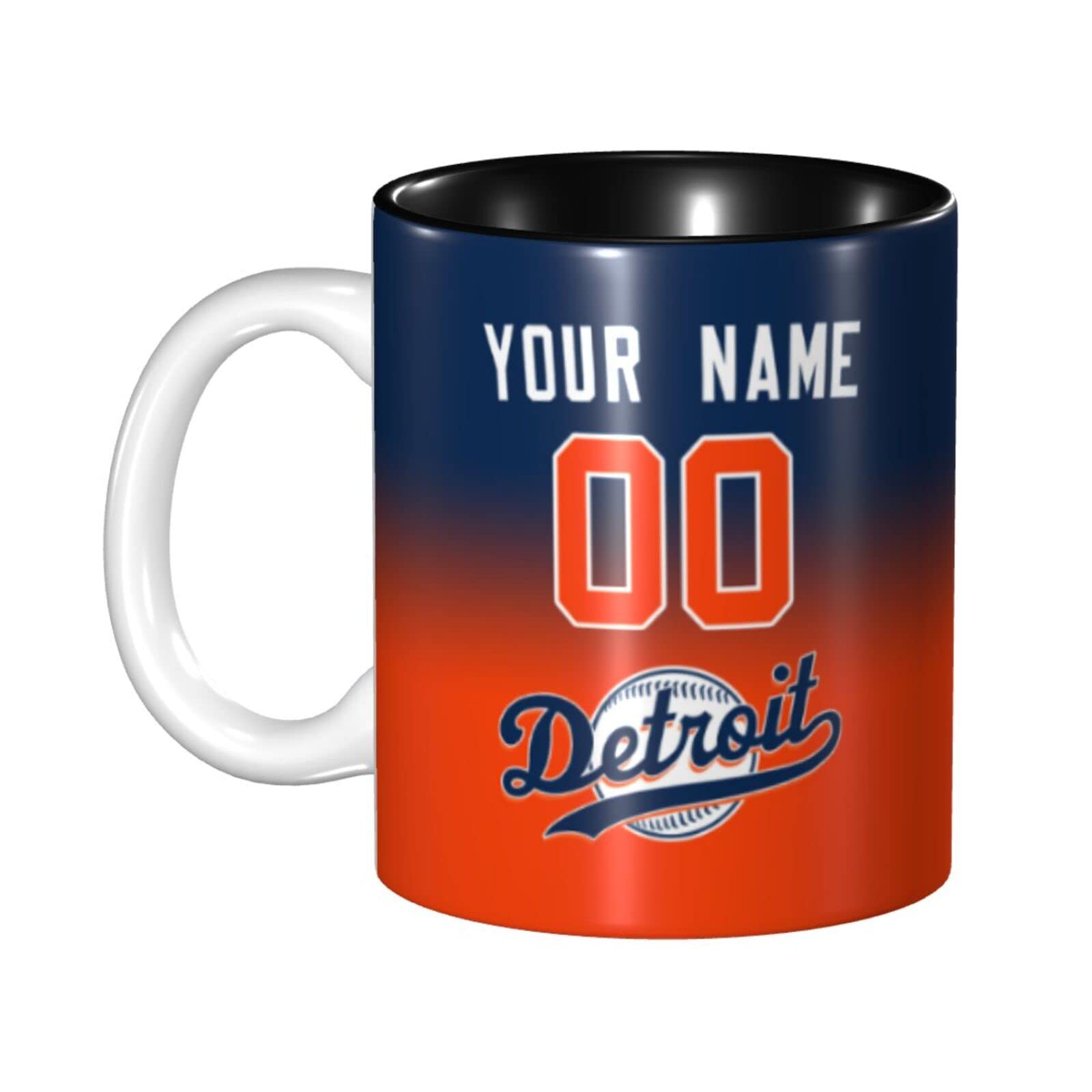 Personalized Baseball Coffee Mug - Custom Ceramic Cup with Handle, Team Colors & Name/Number - Great Gift for Baseball Fans, Men & Women - Perfect for Home, Office & Game Day Use