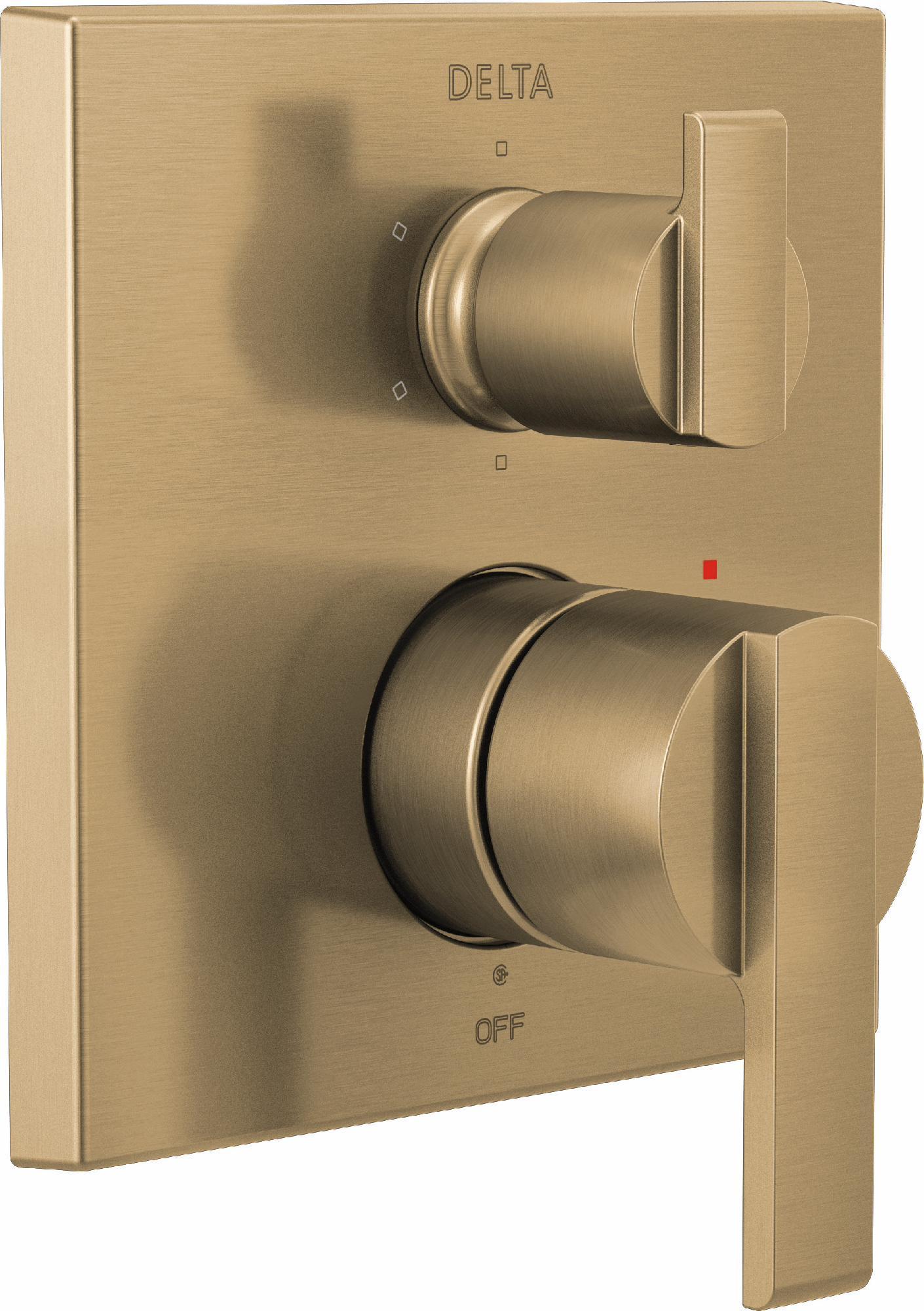 Delta T24967 Angular Modern Monitor 14 Series Valve Trim with 6 Setting Integrated Diverter in Champagne Bronze - Perfect for Bathroom & Shower Faucet Upgrades