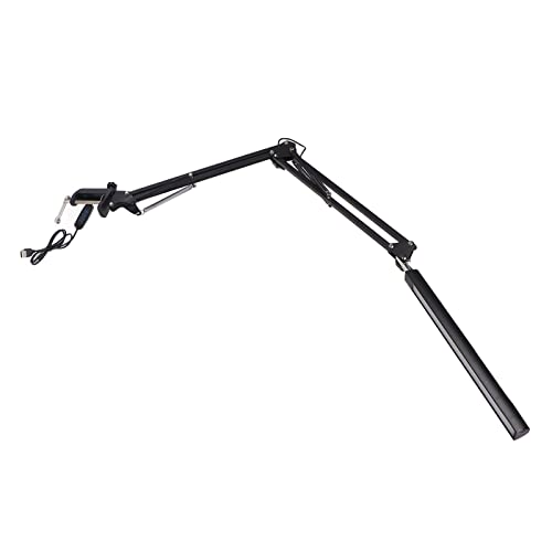 Foldable LED Desk Lamp with Adjustable Swing Arm - Black Study Lamp for Reading, Office & Home Workspace Lighting