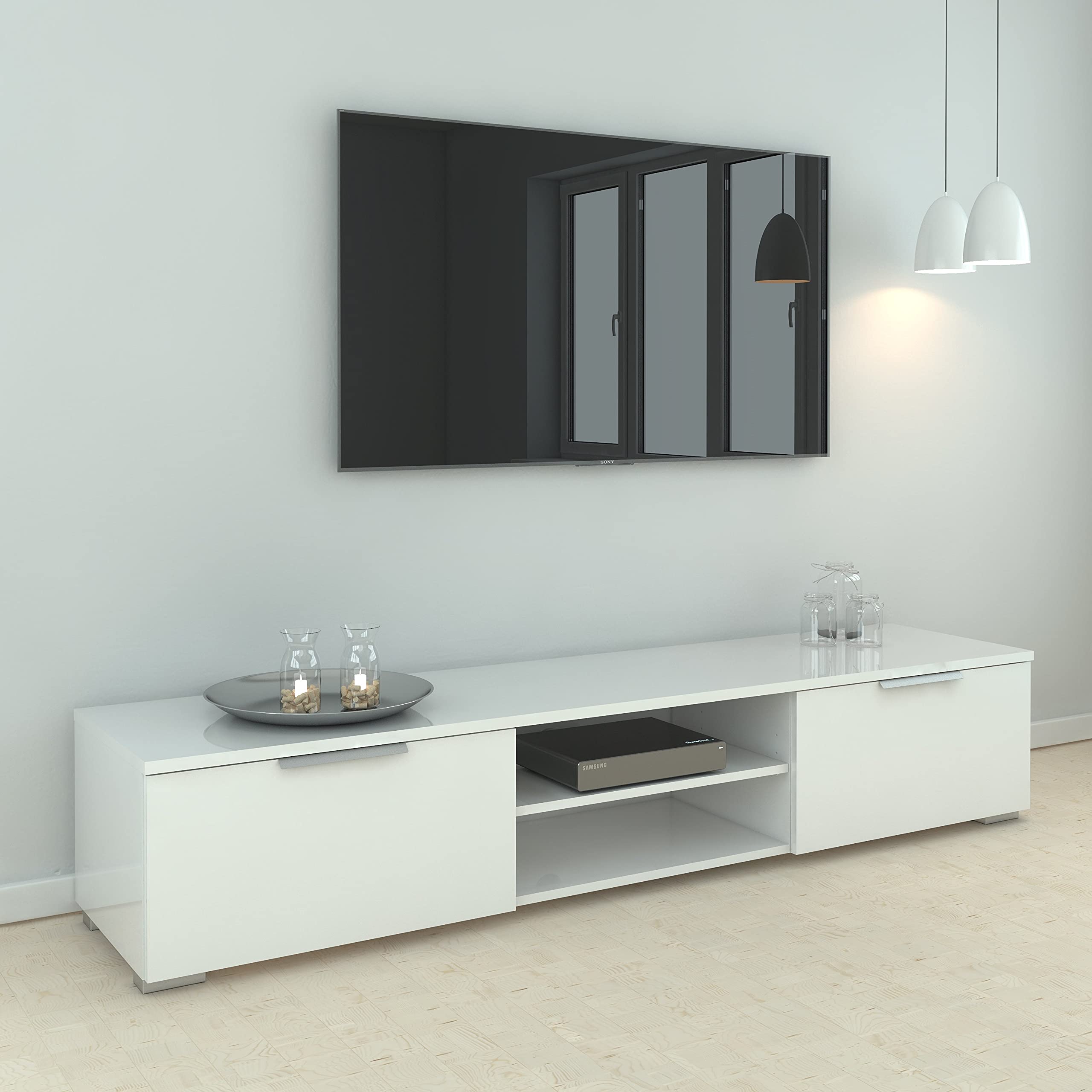 Tvilum Jackson Hickory TV Stand - Modern Entertainment Center with Storage for Living Room, Bedroom & Home Theater