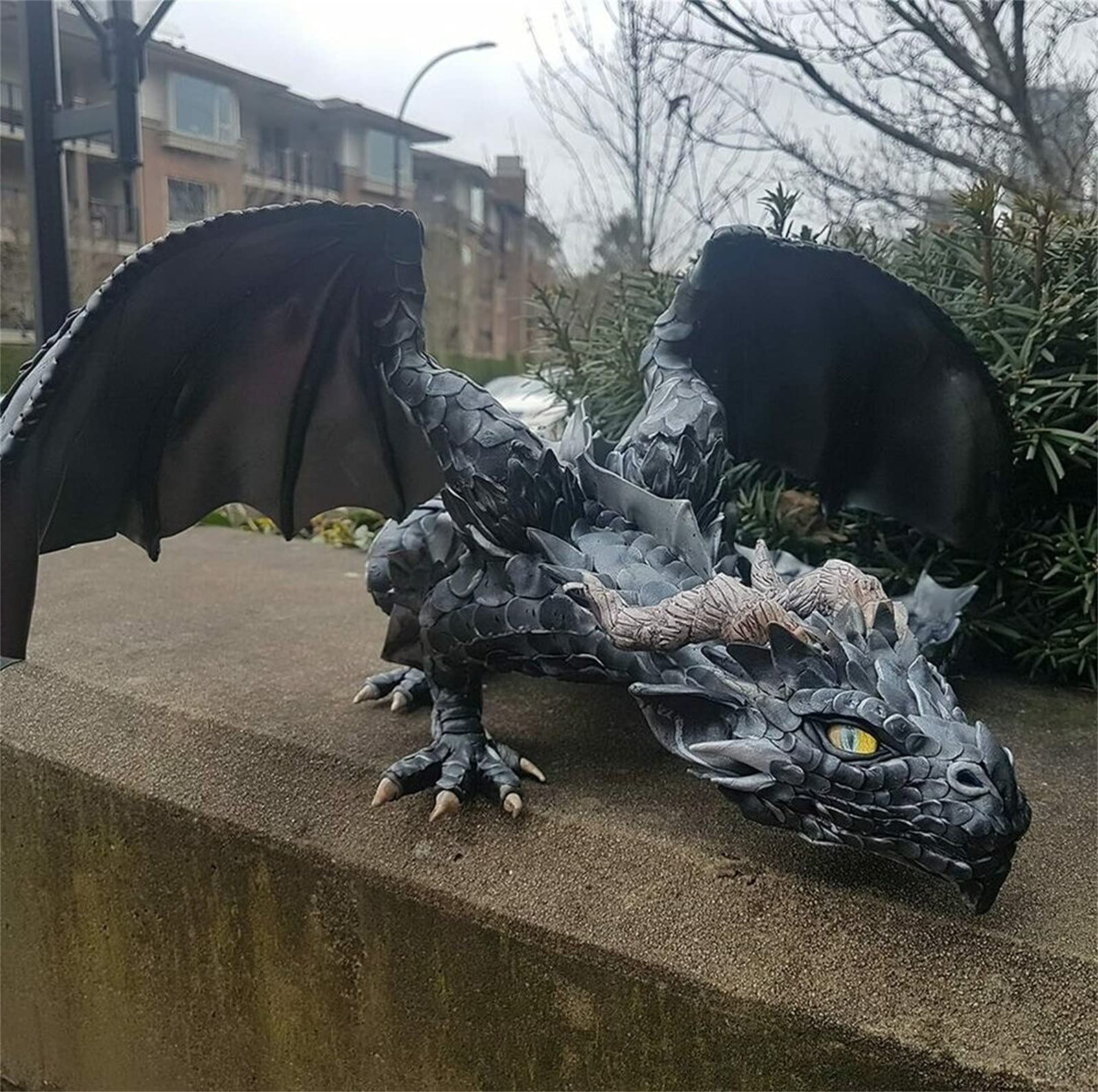 WUMAWEI Dragon Sculpture - Gothic Resin Statue for Garden & Patio Decor