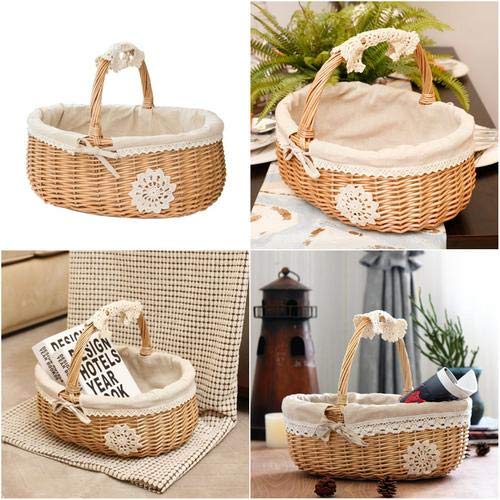 Hand-Woven Wicker Picnic Basket - Multifunctional Storage Organizer for Eggs, Candy, Bath Toys & Kids Toys | Perfect for Gift Wrapping, Picnics, Home Decor & Nursery Organization