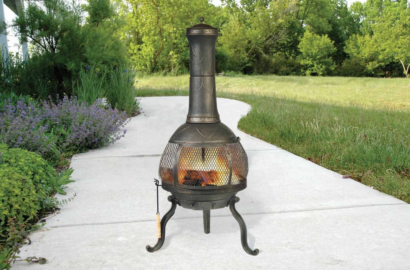 Deckmate Sonora Outdoor Chimenea Fireplace Model 30199 - Patio, Garden & Backyard Fire Pit for Cozy Evenings & Outdoor Gatherings