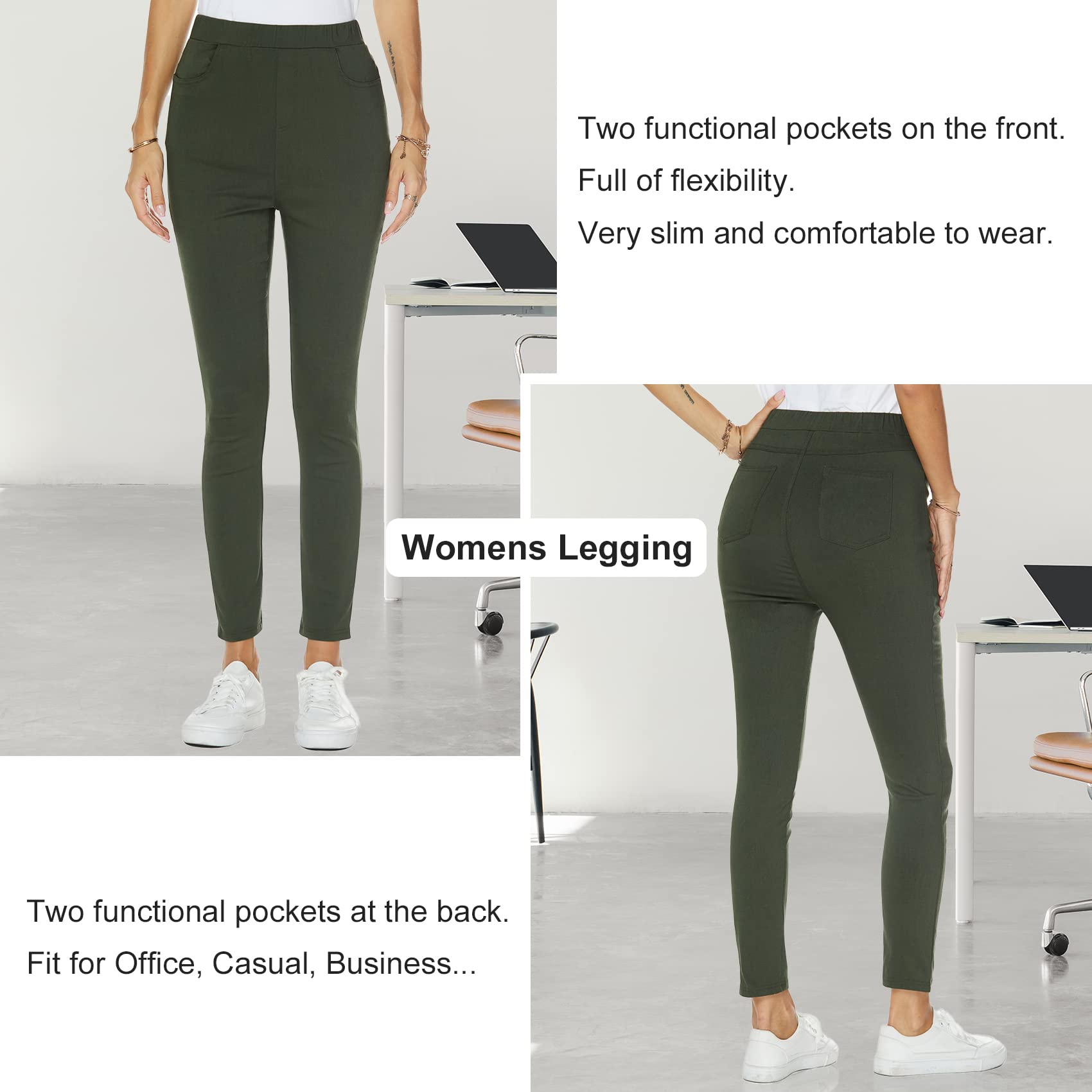 Famulily Women's High Waisted Stretch Skinny Dress Pants - Tummy Control Work Pants with Pull On Design for Business Casual Office Wear [Sizes S-2XL] | Perfect for Office, Meetings & Professional Occasions