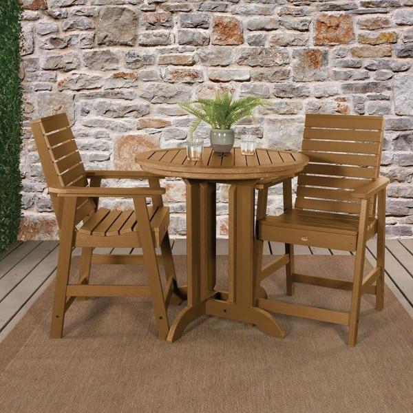 Weather-Resistant 3-Piece Round Counter Height Outdoor Dining Set - Perfect for Patio, Deck, and Backyard Gatherings
