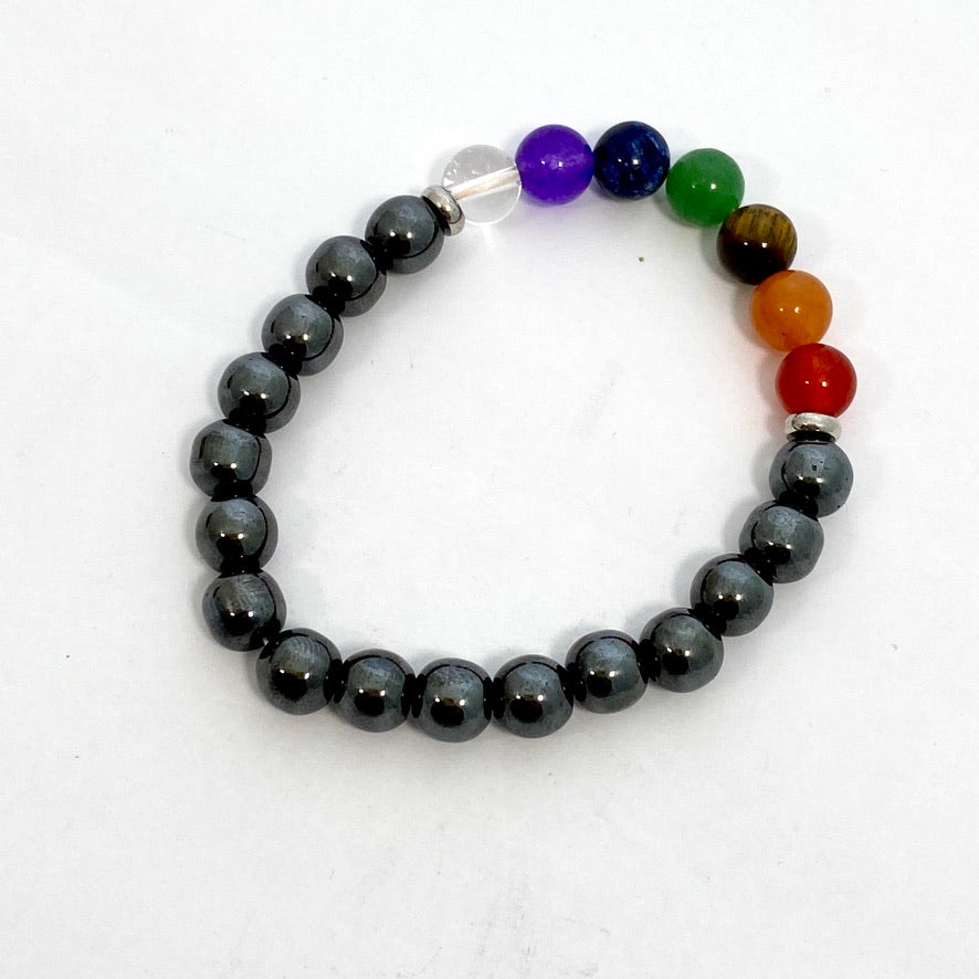 Hematite Chakra Bracelet for Men & Women - Healing Stone Energy Balance & Stress Relief - Perfect for Meditation, Yoga & Spiritual Wellness