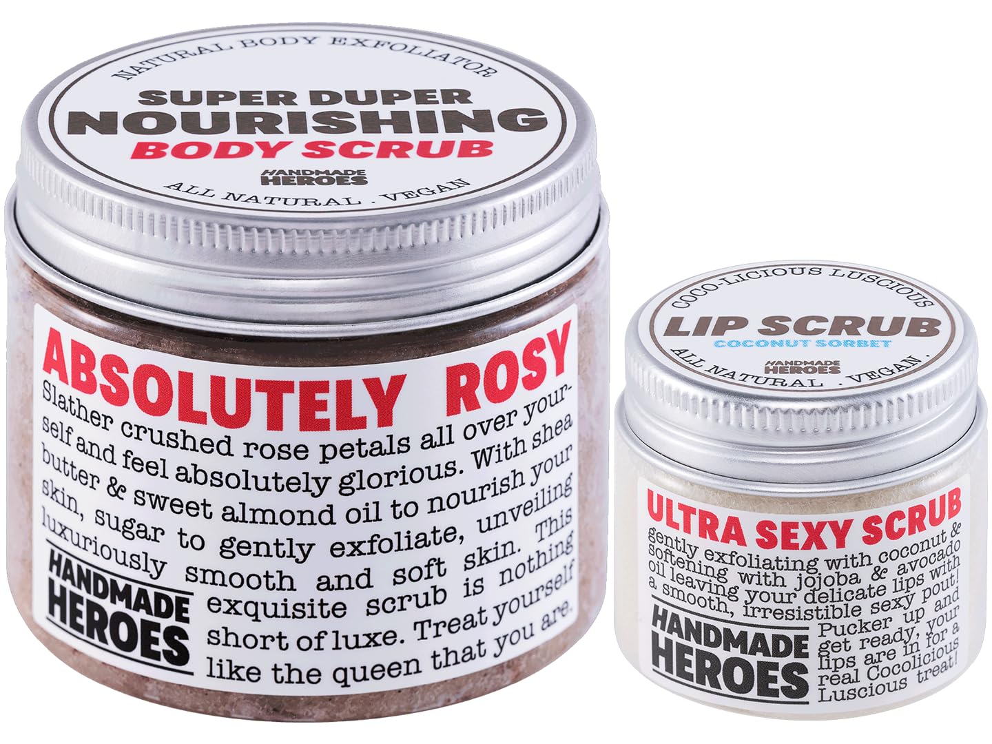 Natural Vegan Rose Petal Scrub Bundle - Exfoliating Foot, Body & Lip Care by Handmade Heroes | Gentle Skin Treatment for Spa Days & At-Home Relaxation
