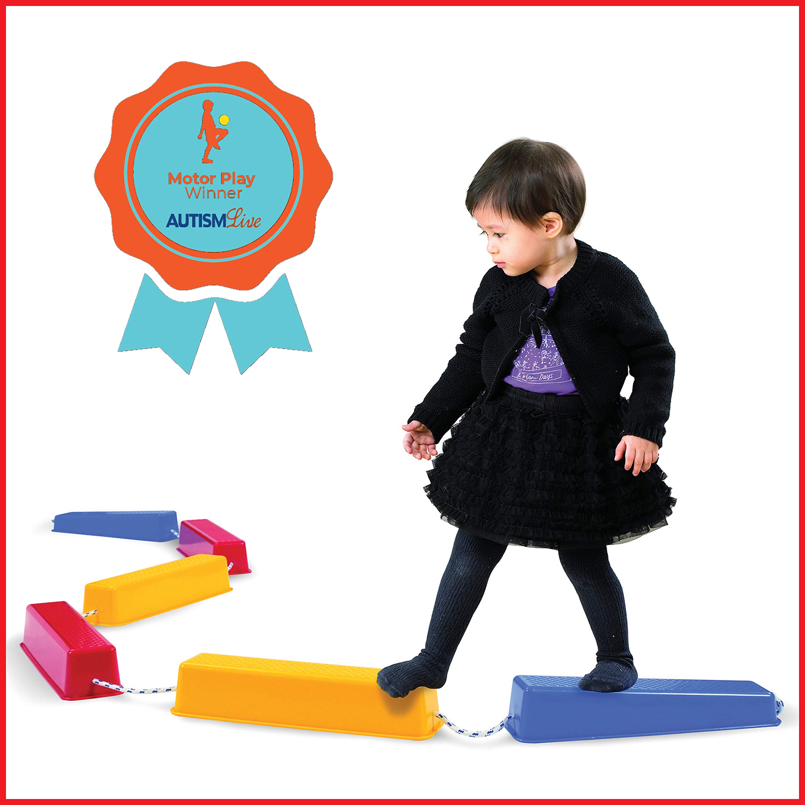 Edx Education Step-a-Logs - Stackable Balance Beams for Kids - Indoor & Outdoor Gross Motor Skills Toys - Coordination Building Exercise Equipment for Playrooms, Backyards & Preschools