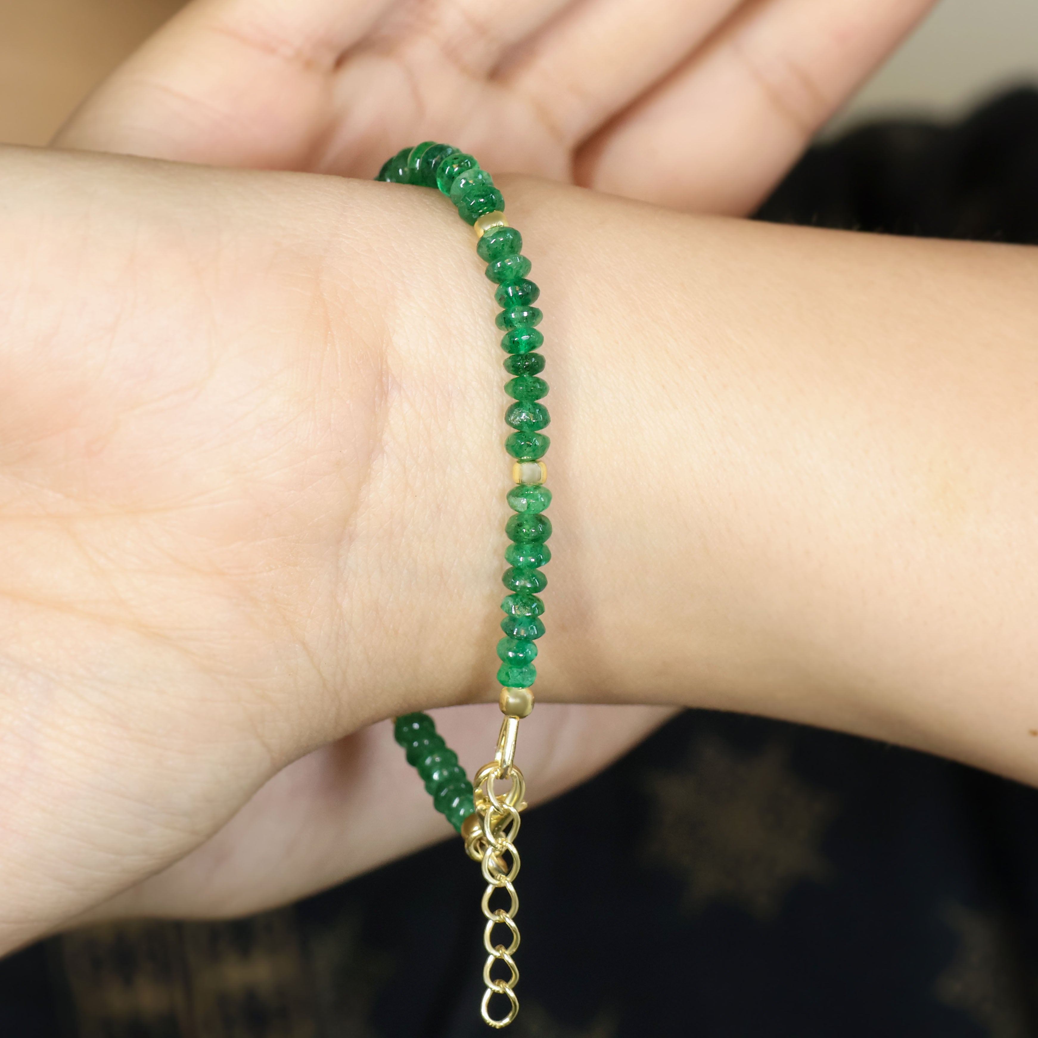 Natural Emerald Smooth Beaded Handmade Bracelet for Women - Elegant Green Gemstone Jewelry Gift for Birthday, Anniversary & Special Occasions | Boho Chic Style, Meditation & Yoga Accessory