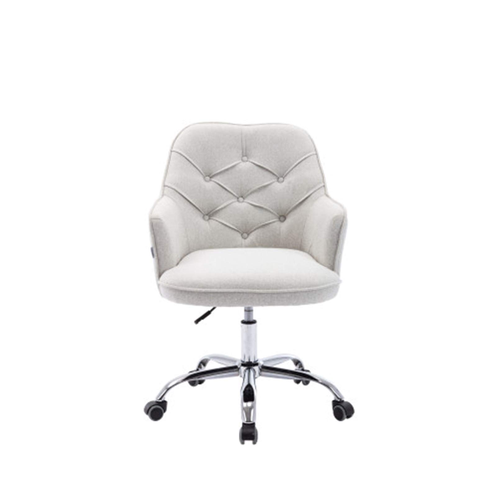 Ergonomic Home Office Chair - Modern Linen Swivel Shell Chair with Armrests for Living Room, Study & Workspace - Comfortable Leisure Armchair in Off-White Linen Fabric for Remote Work & Relaxation