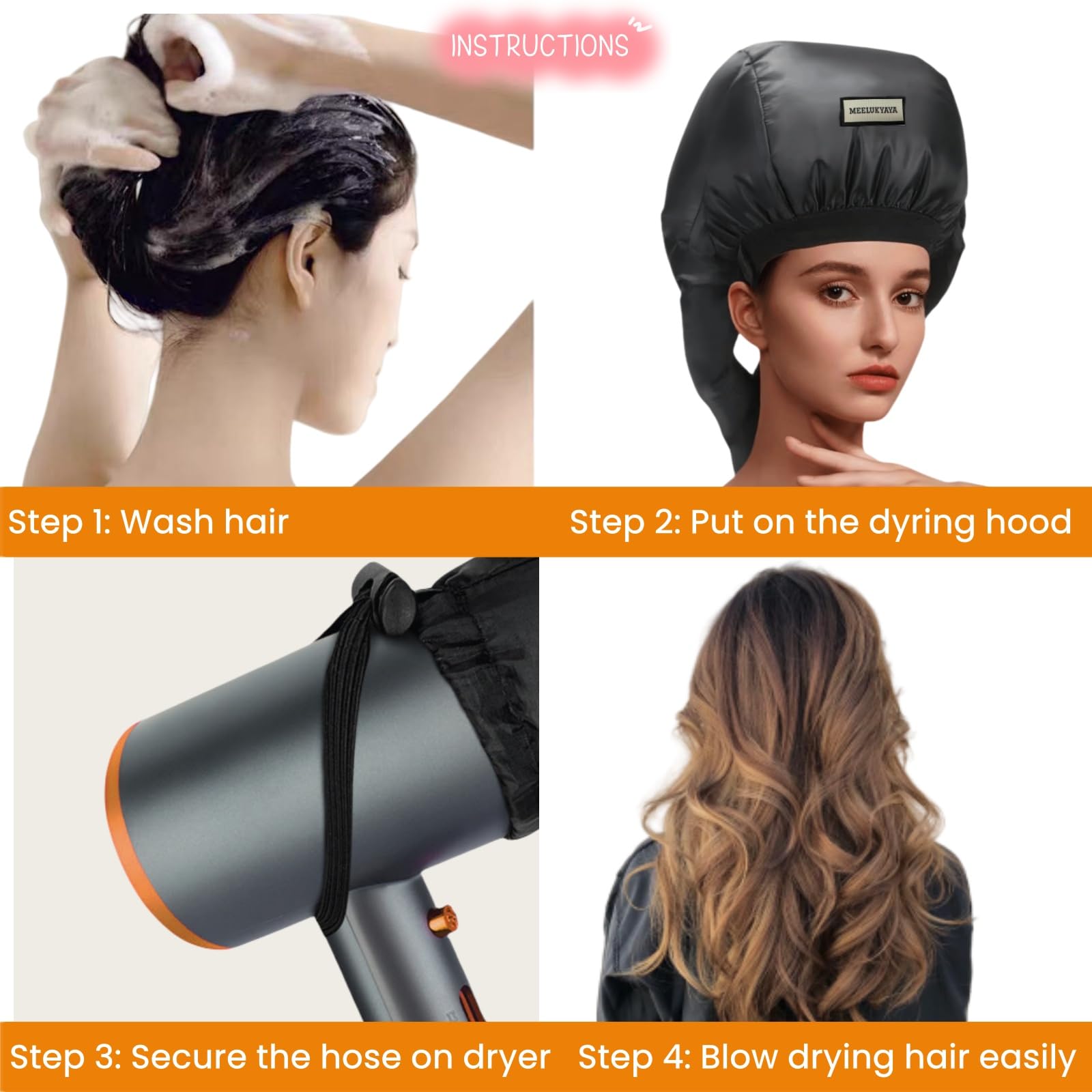 **Upgraded Bonnet Hair Dryer for Curly Hair - Double Tube Even Heat Distribution, Portable Diffuser Cap for Women, Deep Conditioning at Home | Perfect for Salon-Quality Styling & Natural Hair Care**